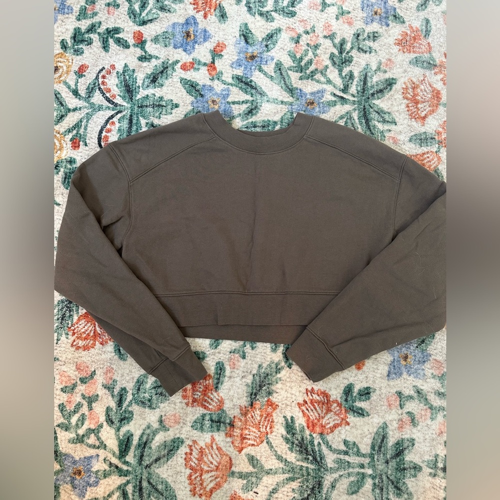 Nuuds Mocha Boxy Cropped Sweatshirt